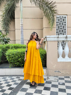 Mulmul Mustard Blooming Dress