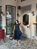 Navy Panelled Maxi Dress