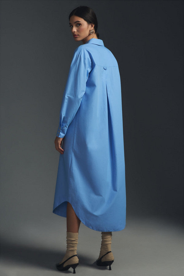 Pastel Blue Long Shirt Dress