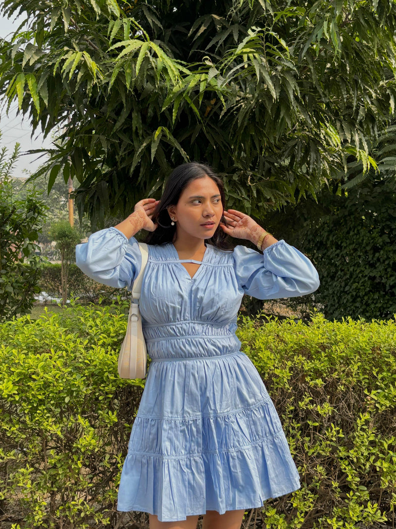 Sky blue mini dress