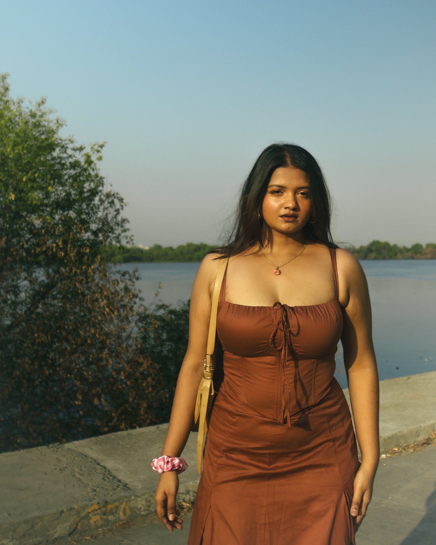 Coffee Brown Corset Dress