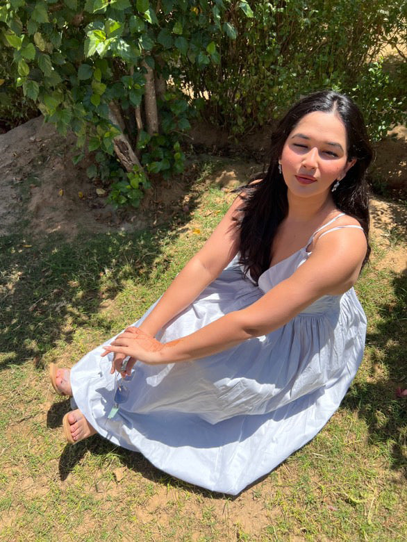 Sky Blue Avanya Gathered Dress