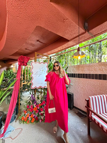 Hot Pink Puff Maxi Dress