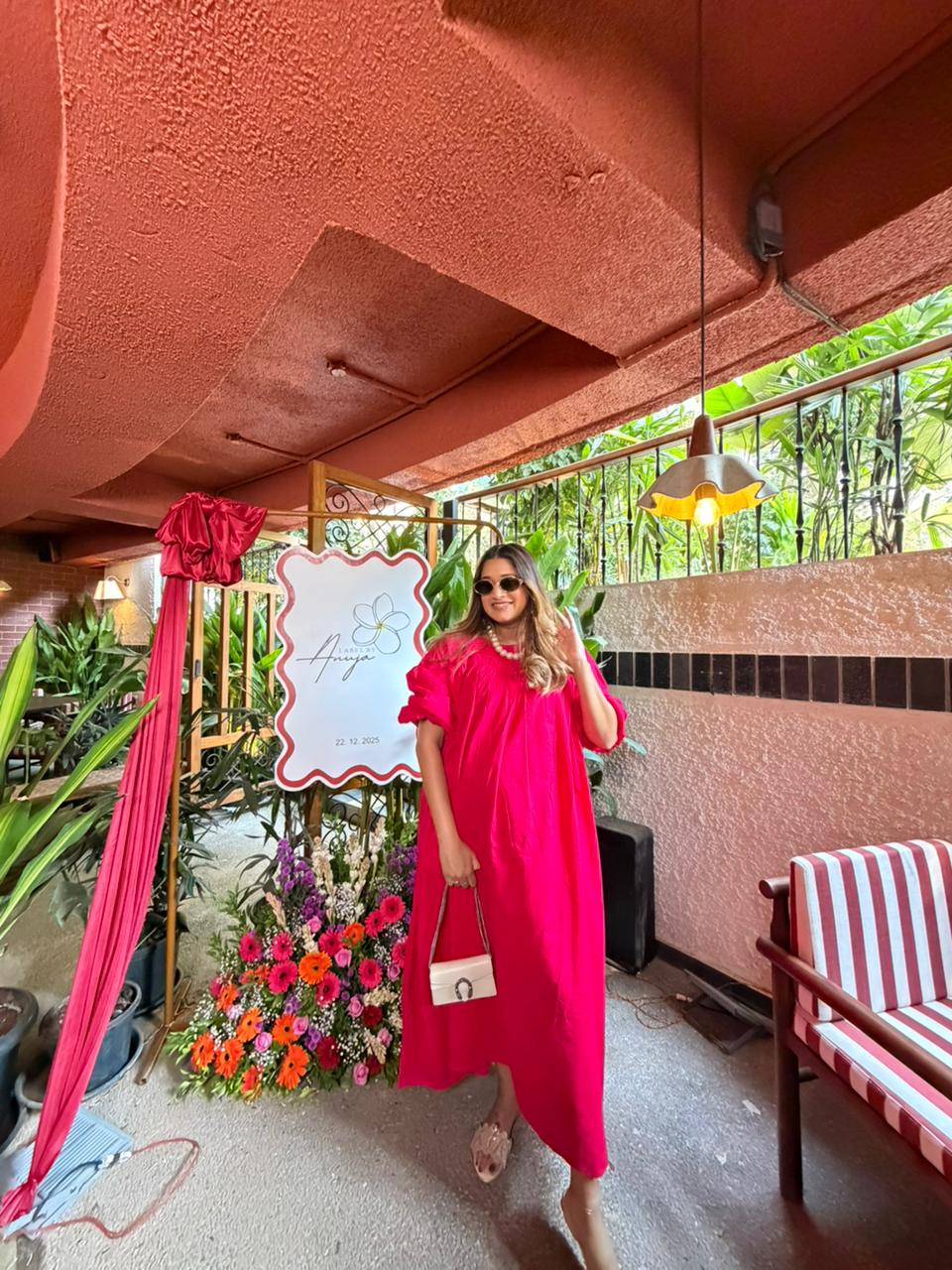 Hot Pink Puff Maxi Dress