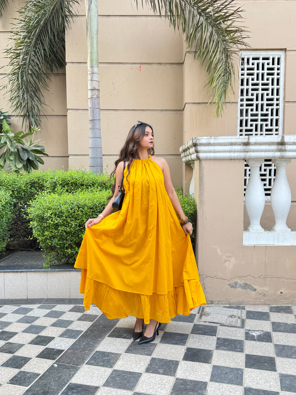 Mulmul Mustard Blooming Dress