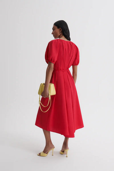 Red Puff Maxi Dress