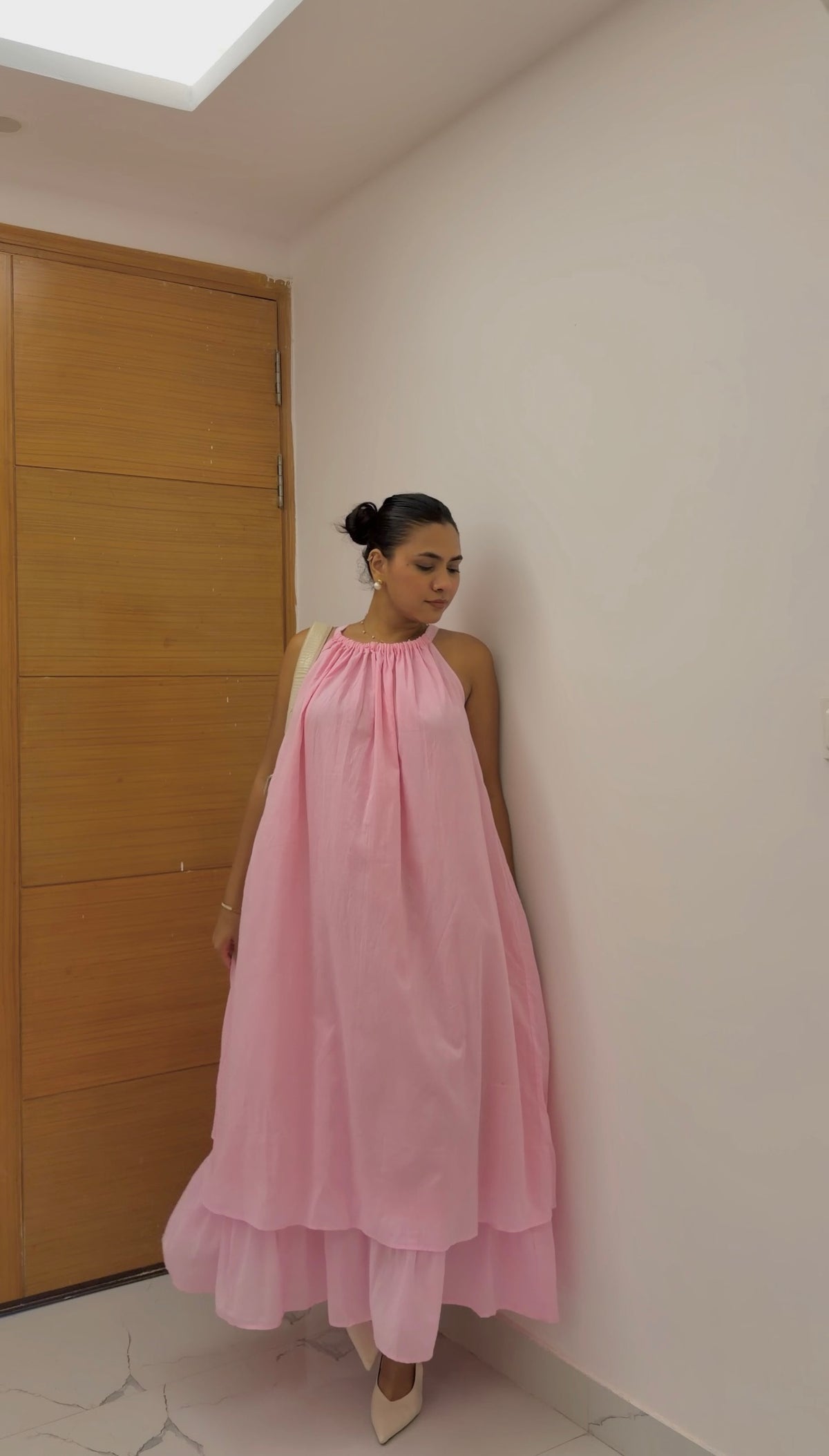 Mulmul Blooming Baby Pink Maxi Dress