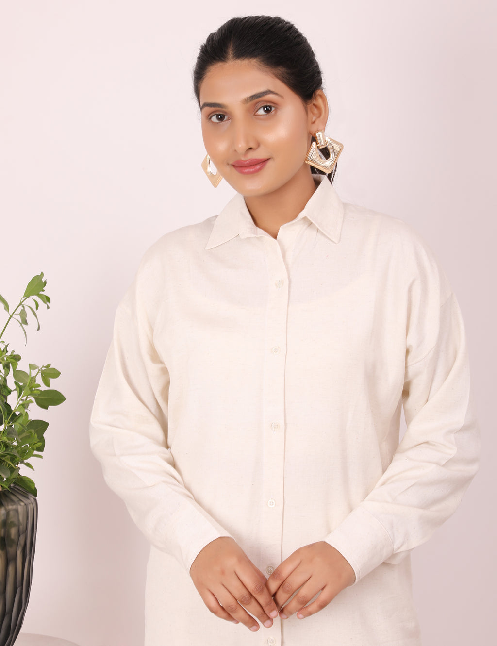 Cream Linen Full Pants