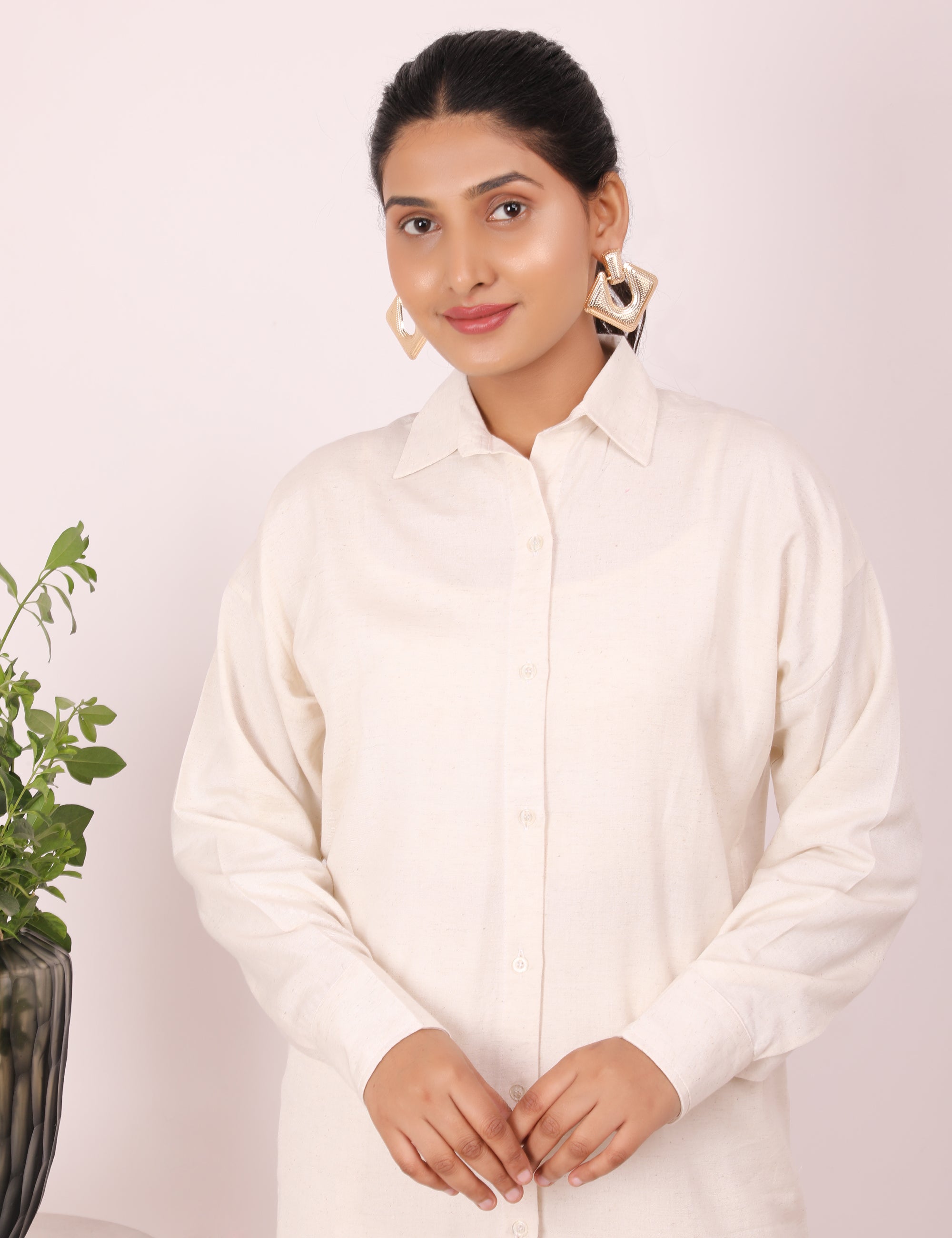 Cream Linen Full Pants