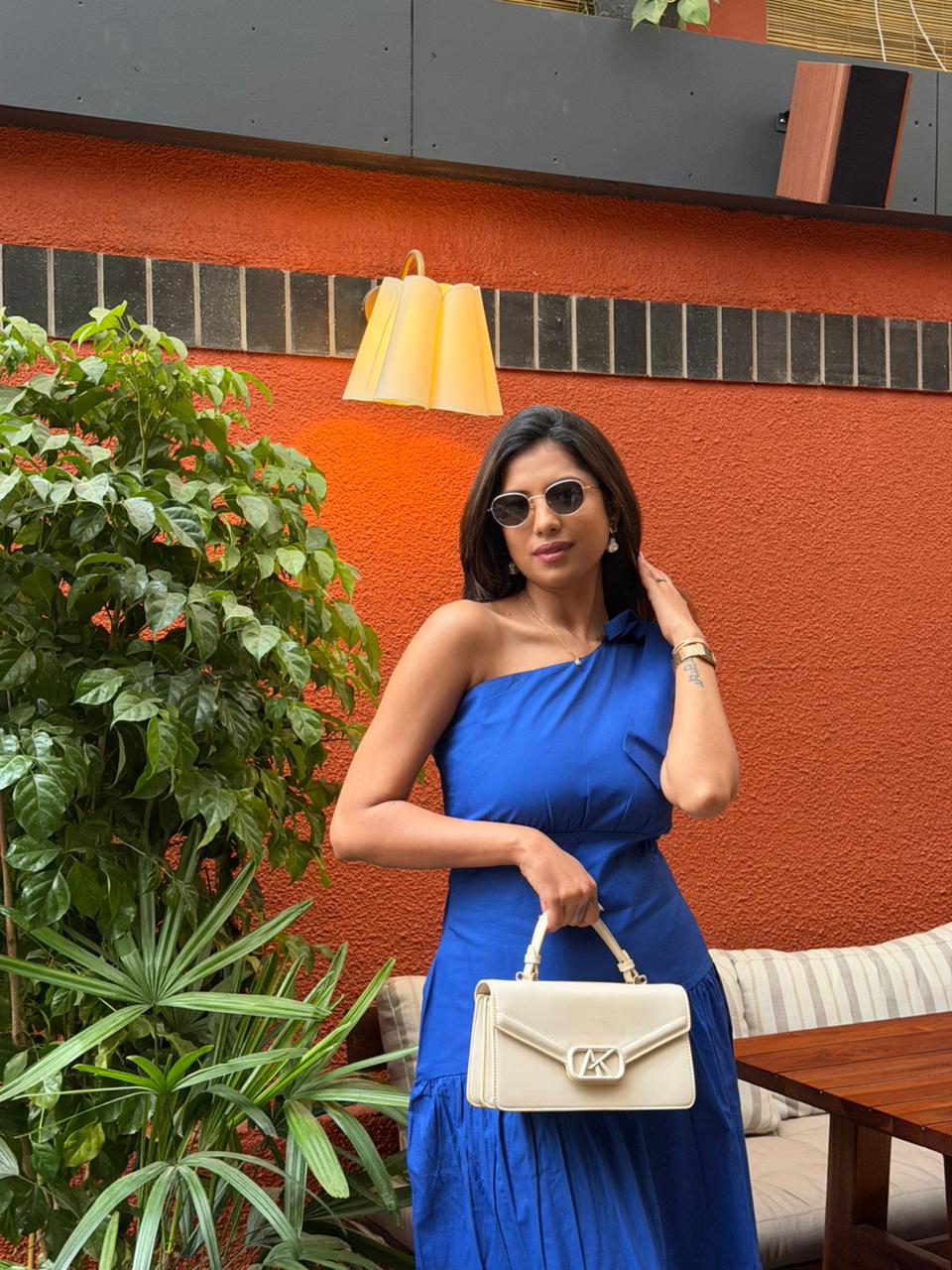 One Shoulder Royal Blue Maxi Dress