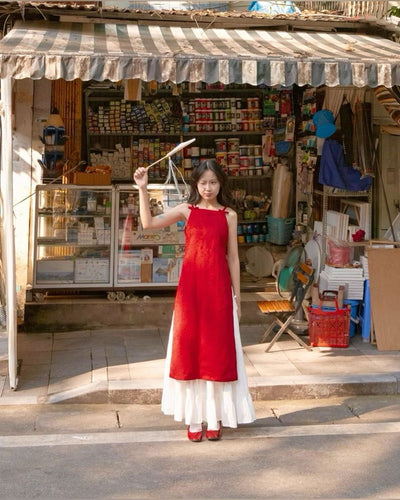 Red Dori Kurta Skirt Set