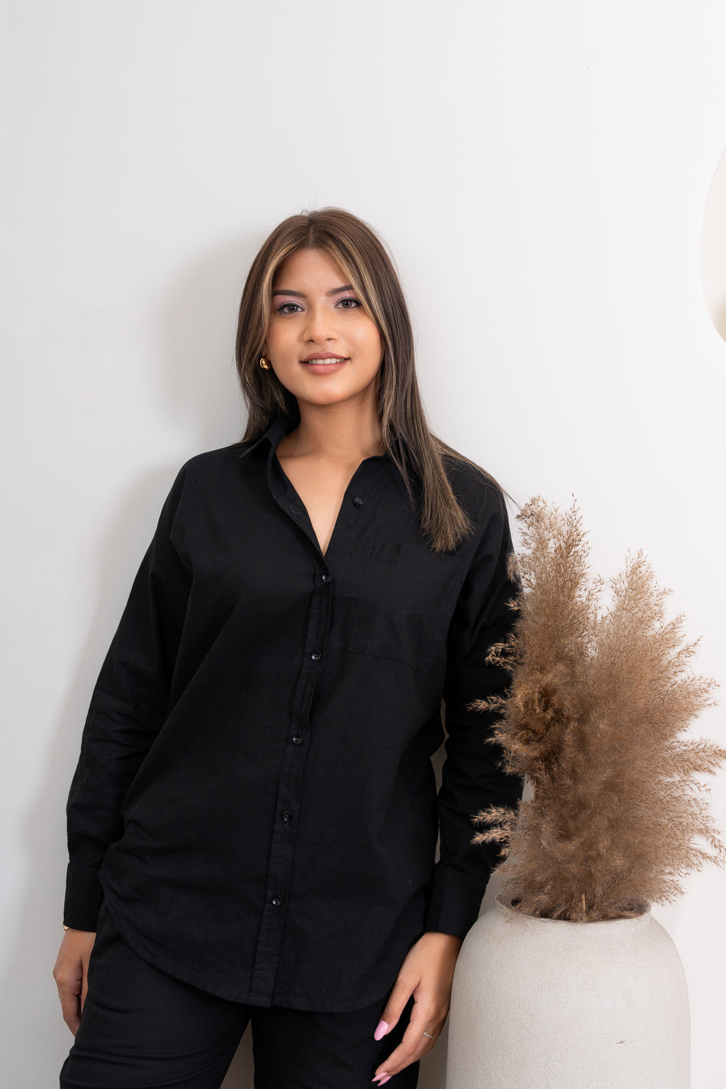 Black linen Flex Pants