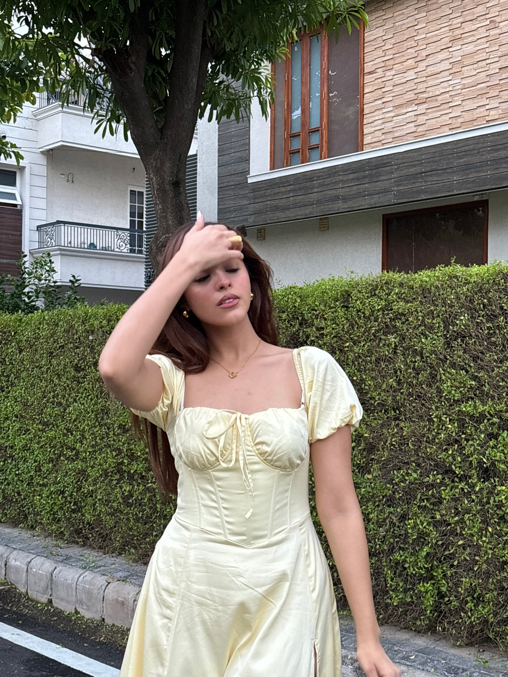 Yellow Corset Puff Dress