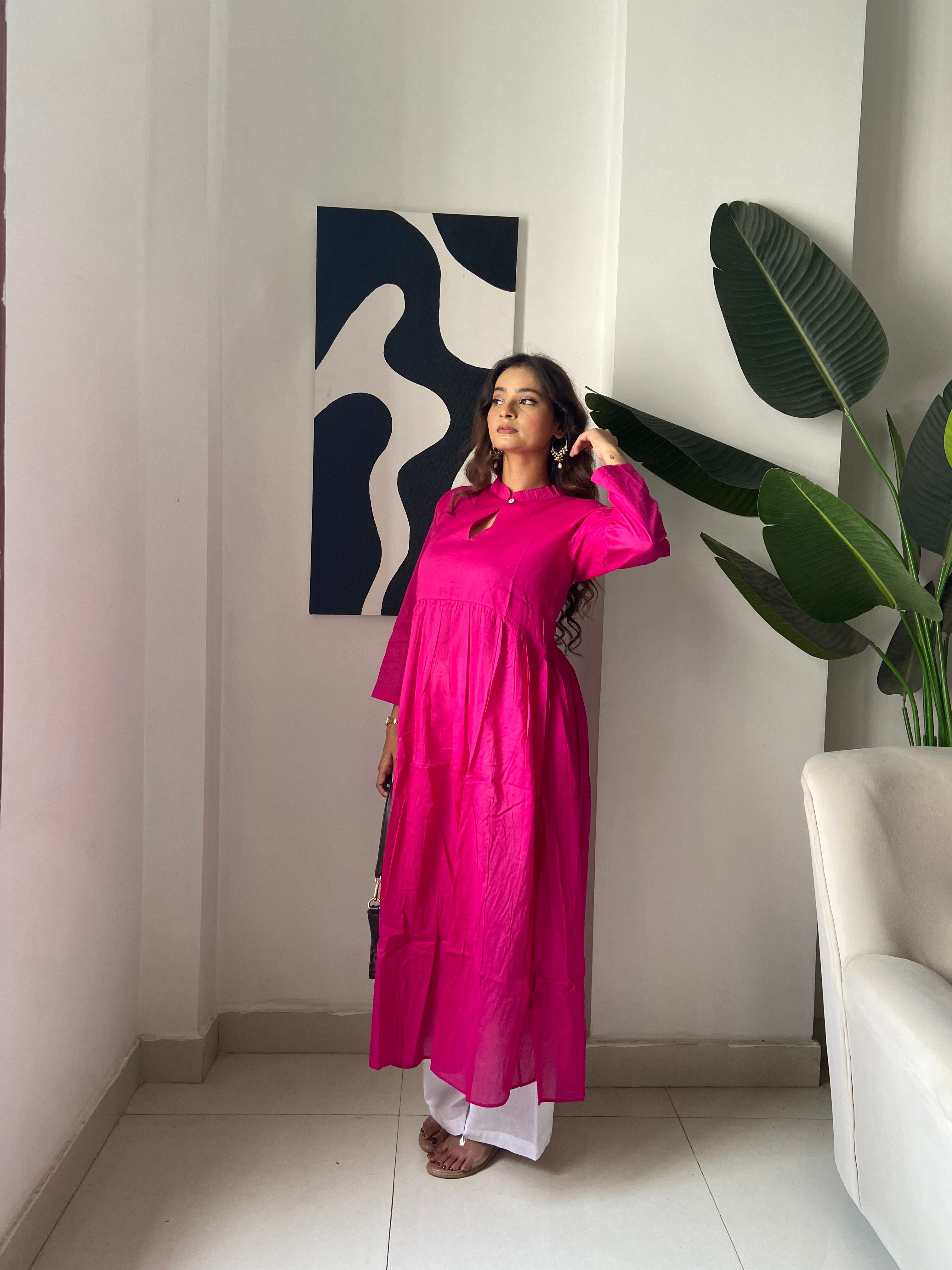 Mulmul Pink Lace kurta Set