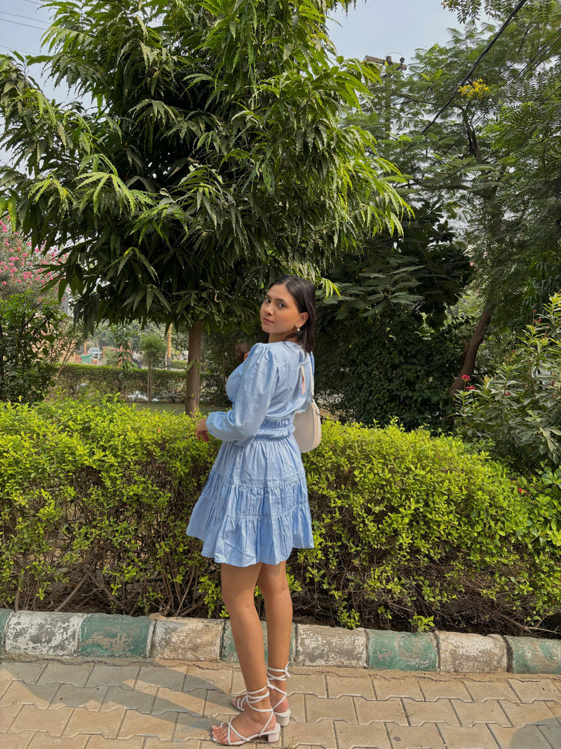 Sky blue mini dress