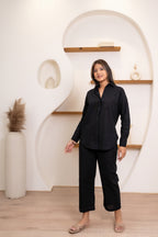 Black linen Flex Pants