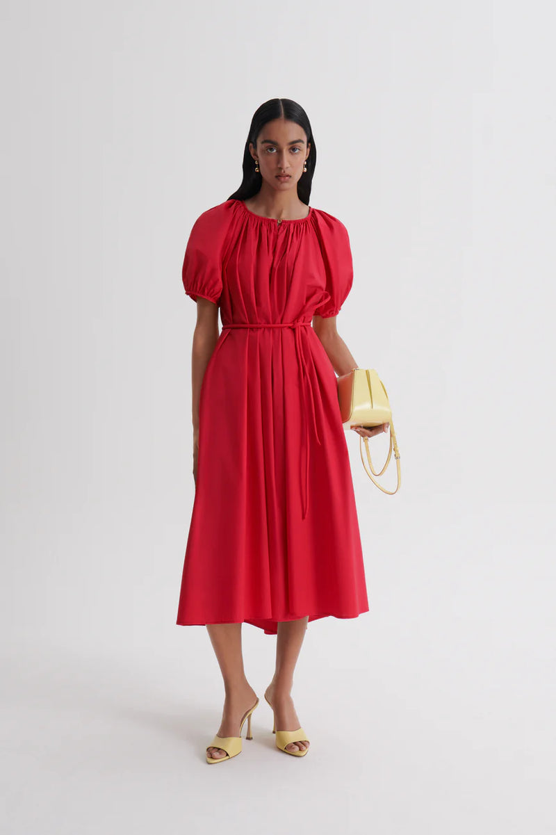 Red Puff Maxi Dress