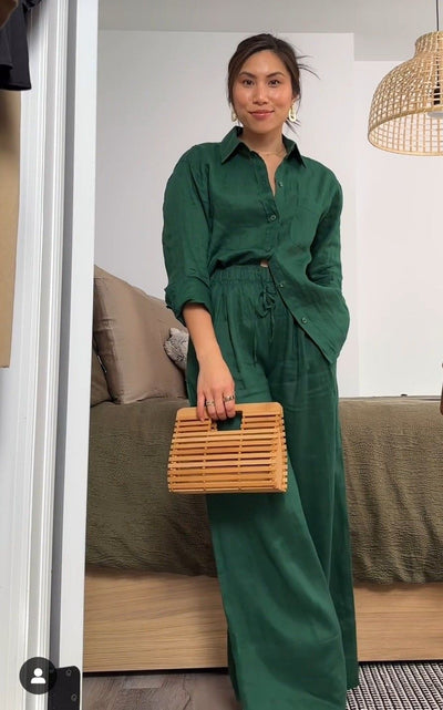 Dark Green Flex Coord Set in Pants
