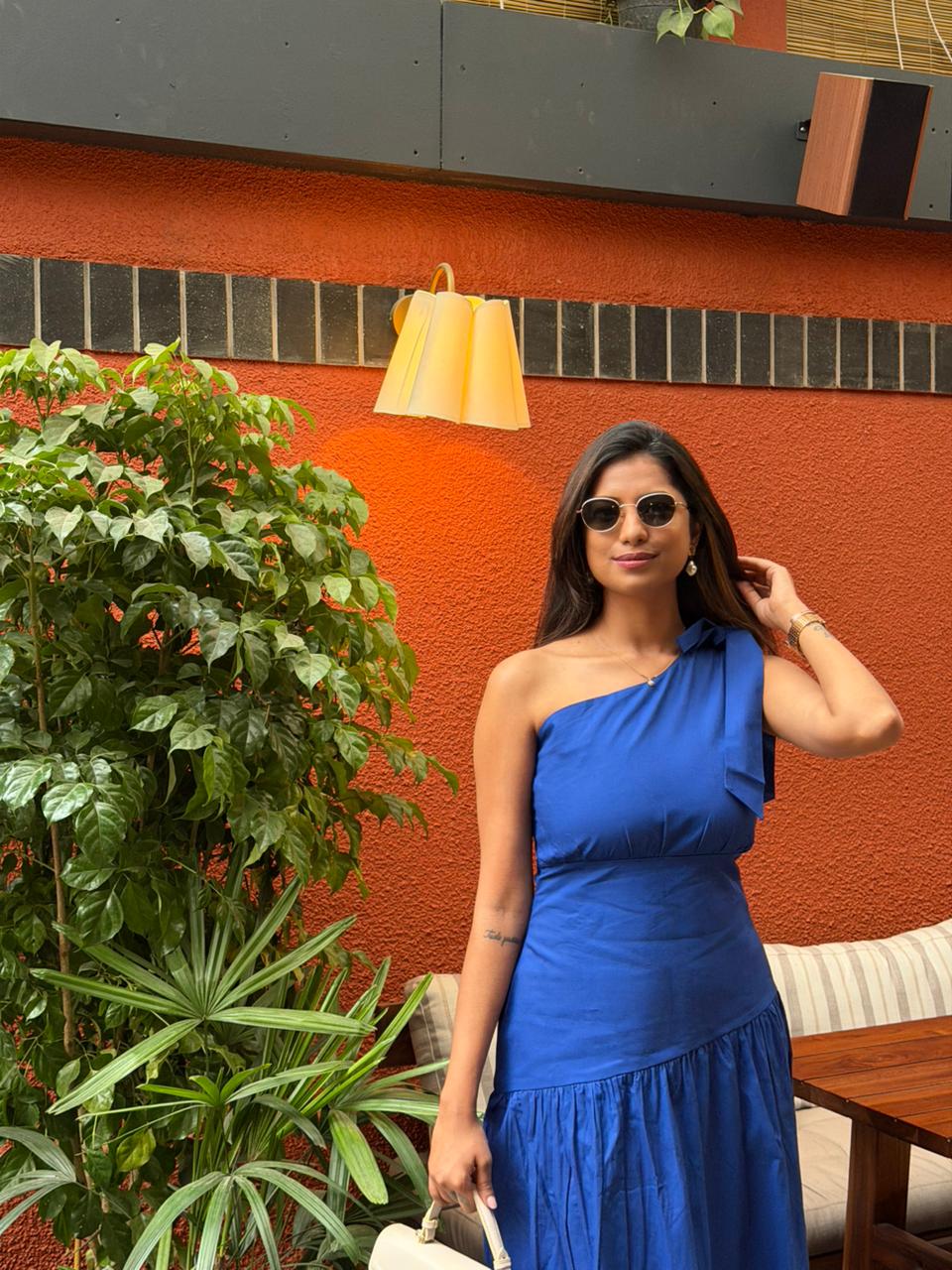 One Shoulder Royal Blue Maxi Dress