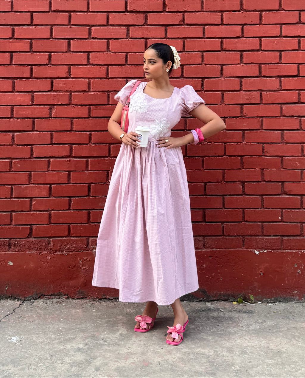 Gingham Floral Maxi Dress