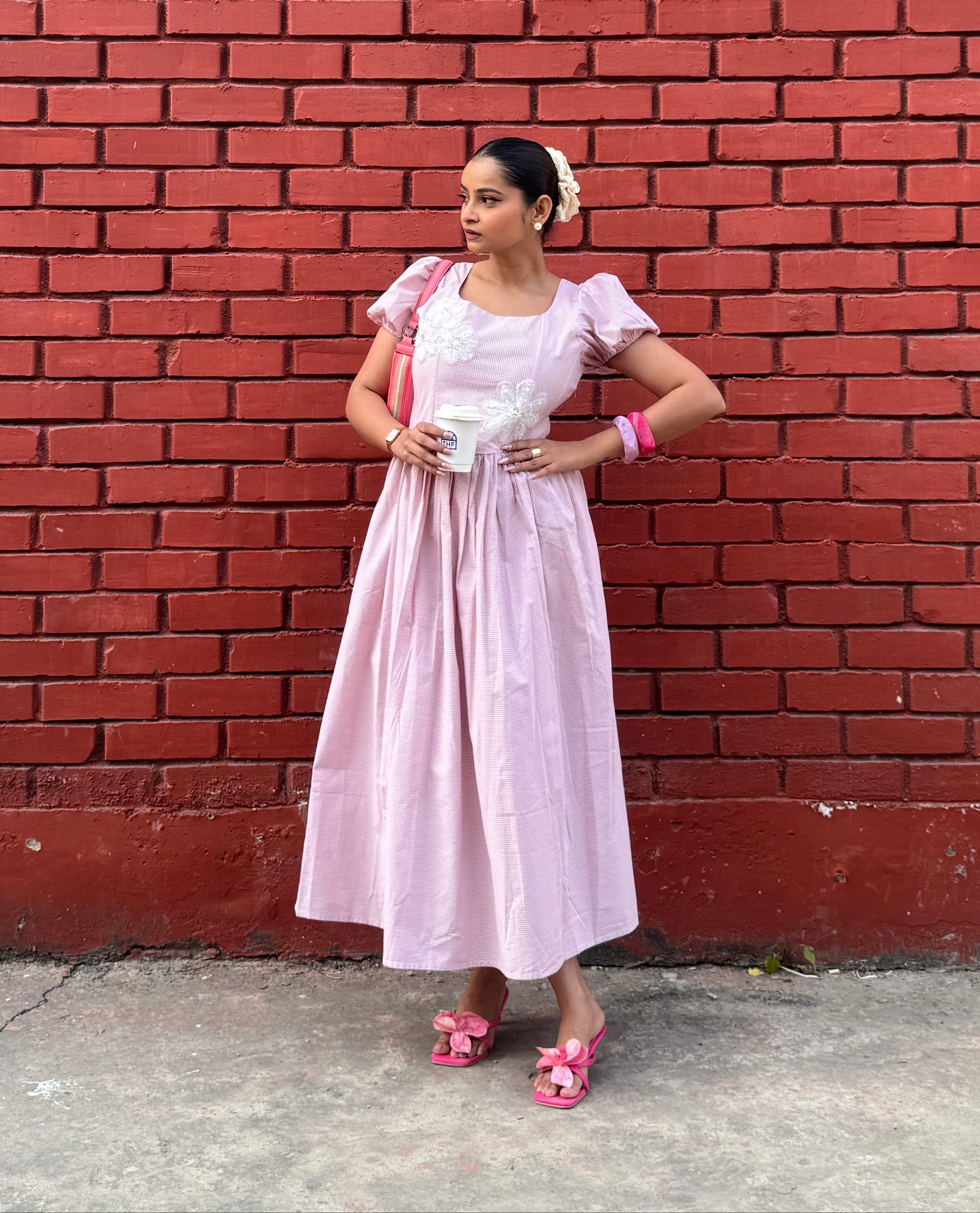 Gingham Floral Maxi Dress