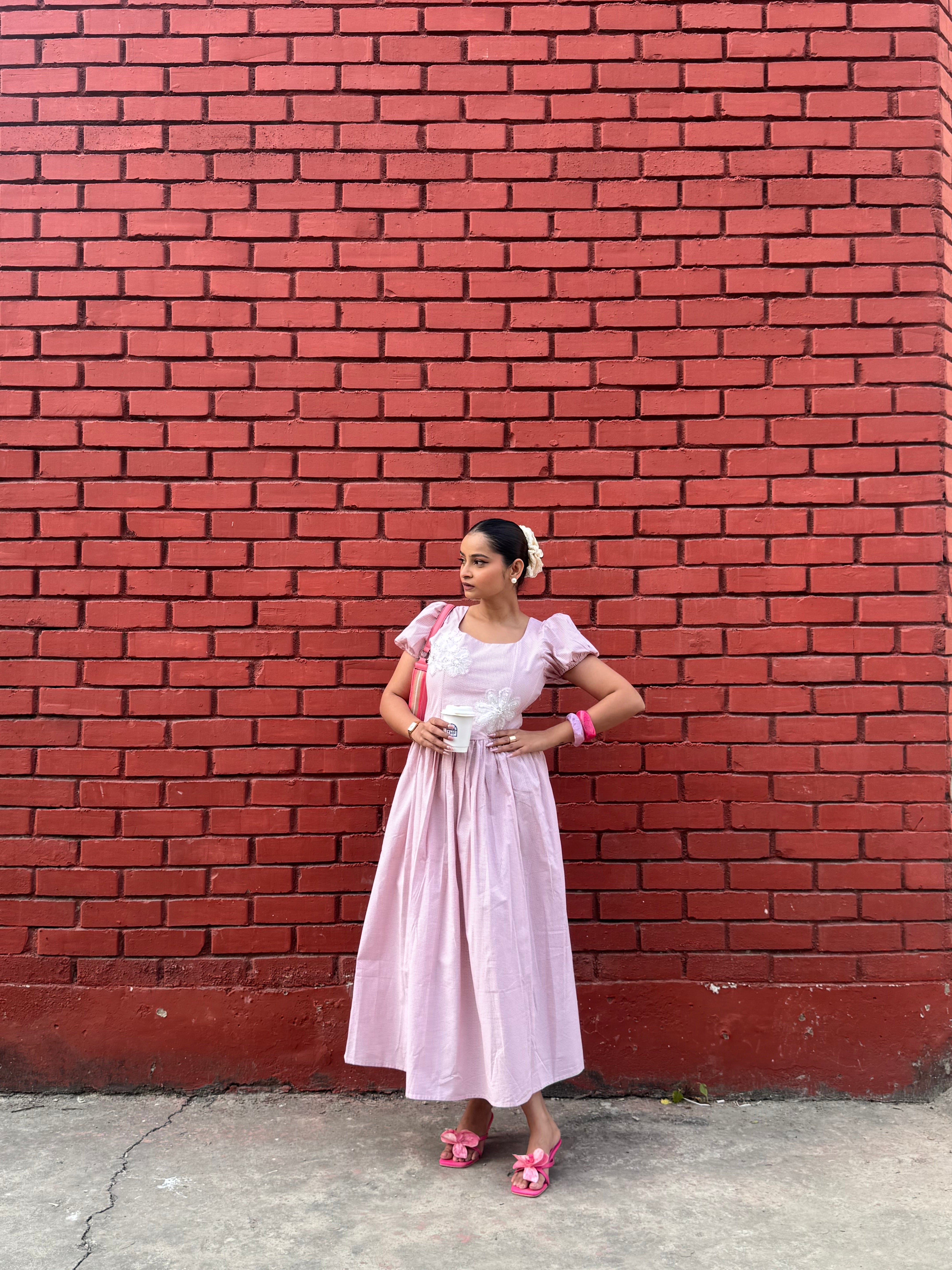 Gingham Floral Maxi Dress