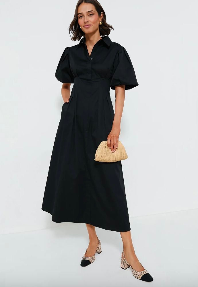 Black Pleated Maxi Dress