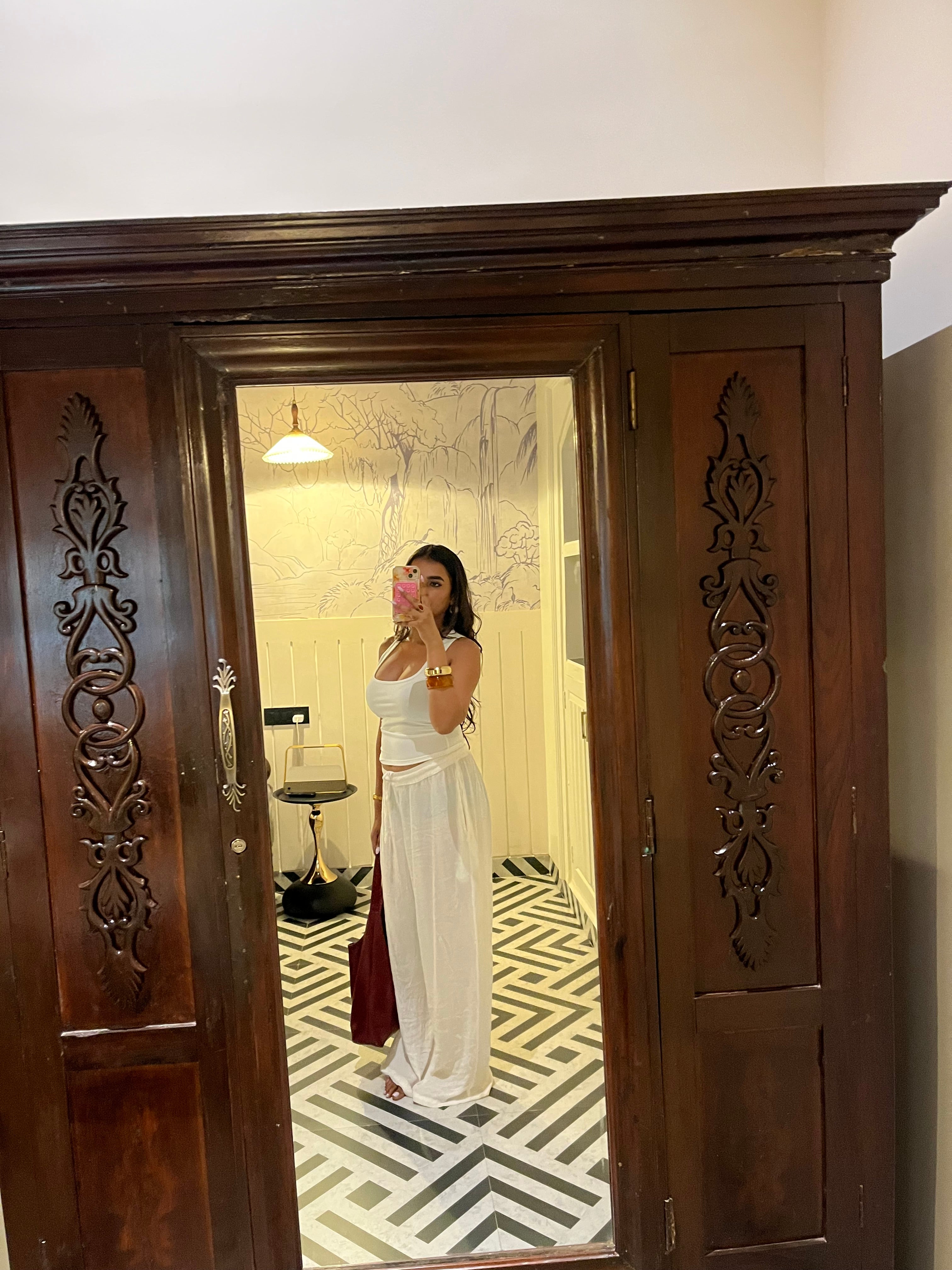 White Viscose Flex Pants