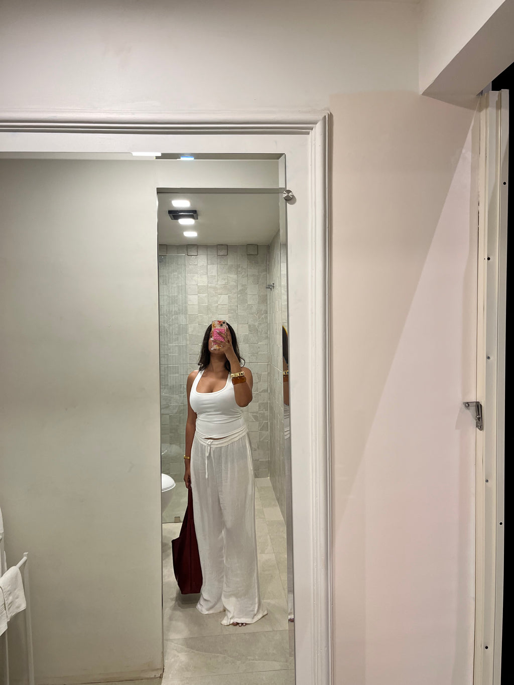 White Viscose Flex Pants