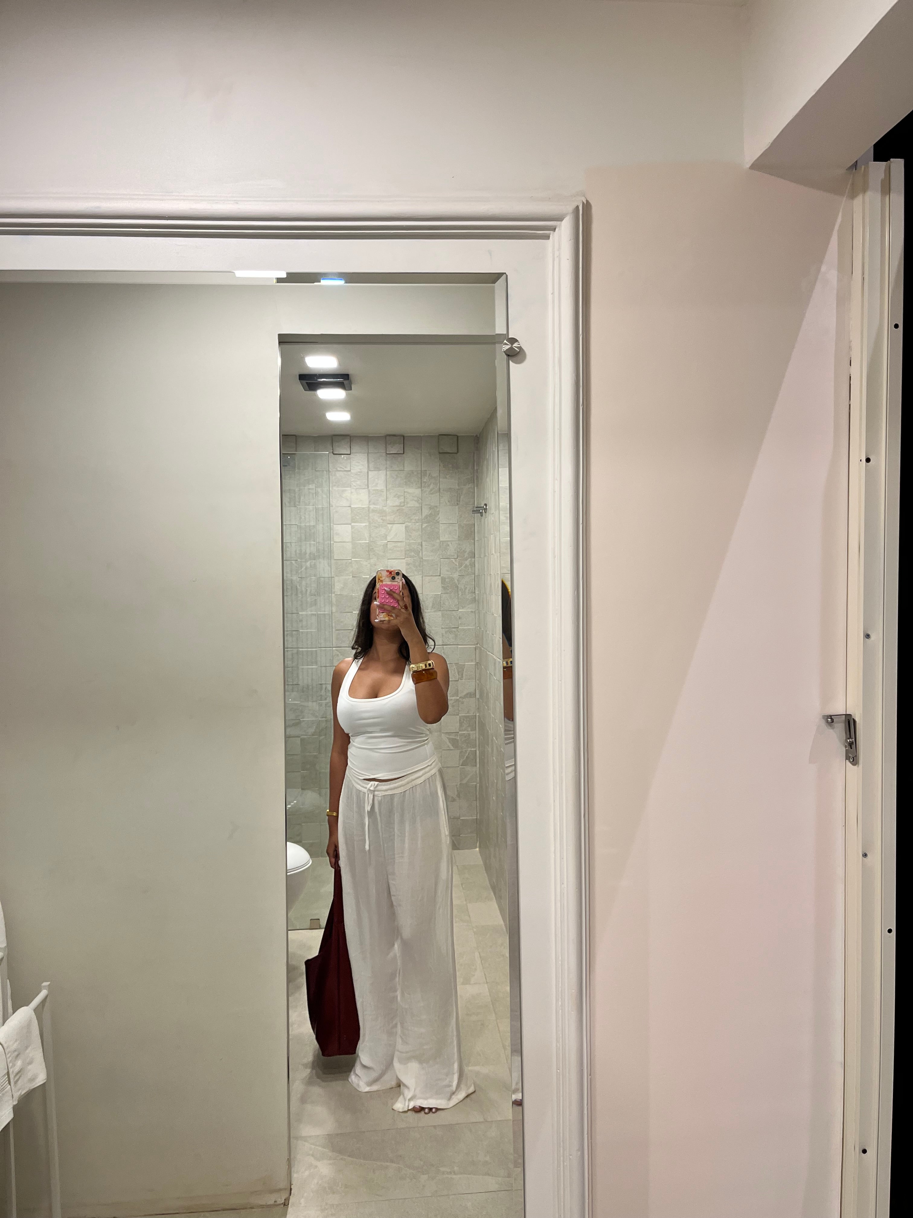 White Viscose Flex Pants