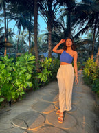 Linen Blend Tailored Wide leg pants
for women