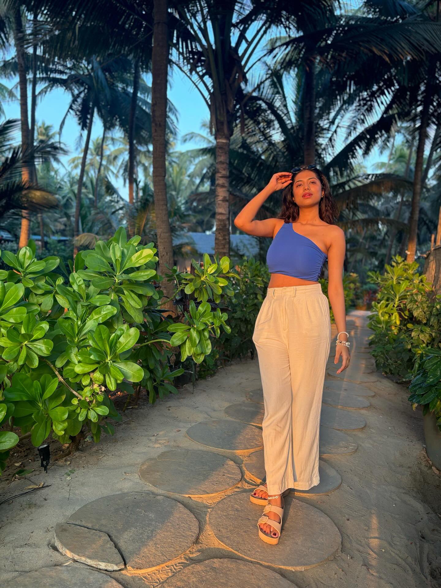 Linen Blend Tailored Wide leg pants
for women