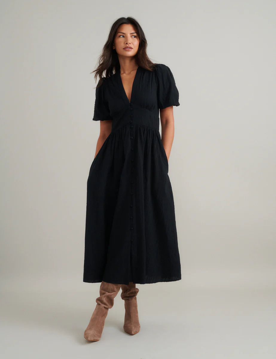 Aalayra Black Button Maxi Dress