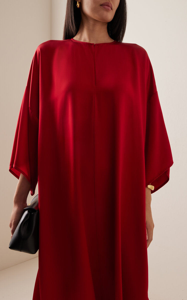 Red Satin Kaftaan Dress