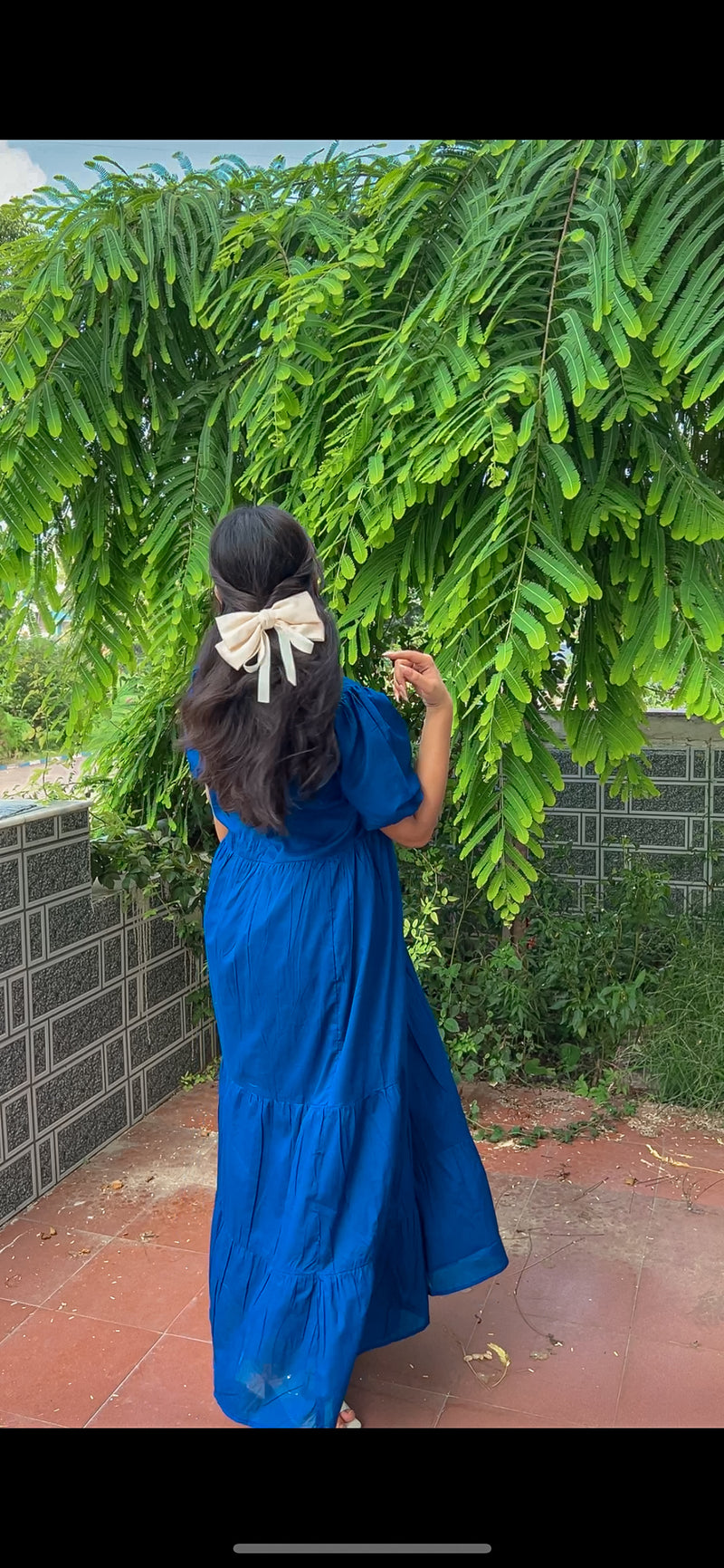Hot Blue Puff Mul Maxi Dress