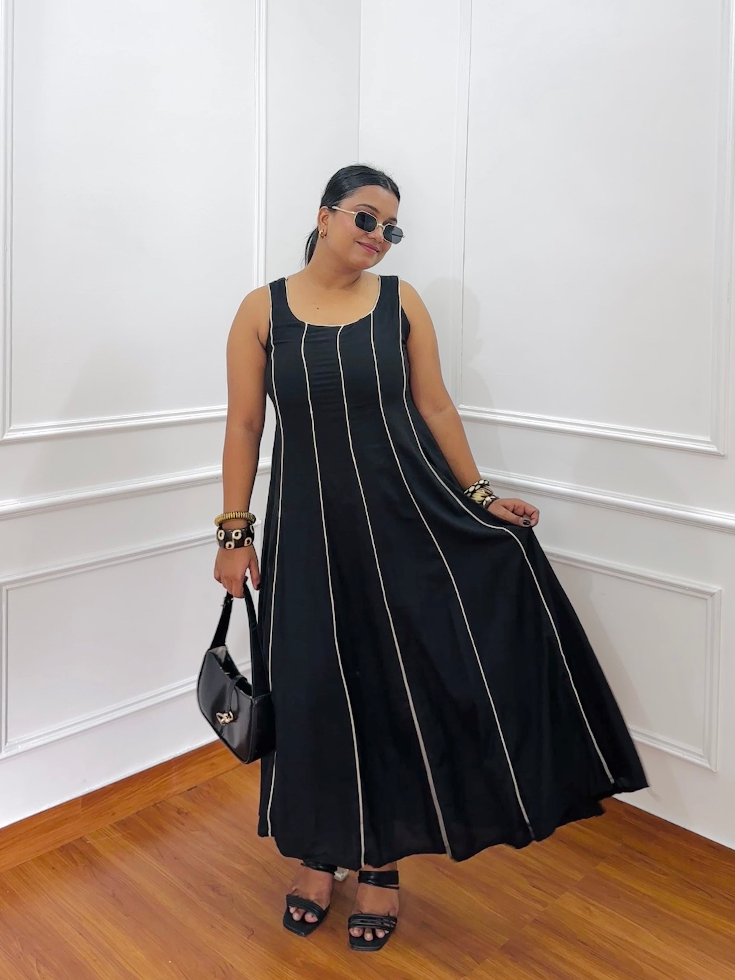 Black Pintex Flex Dress