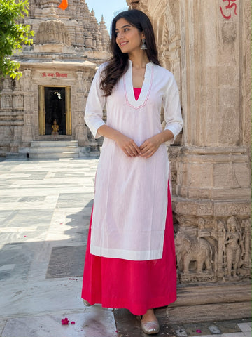 Sofy Mulmul Hot Pink Kurta Set
