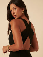 Amalia Black Cross Wrap Maxi Dress
