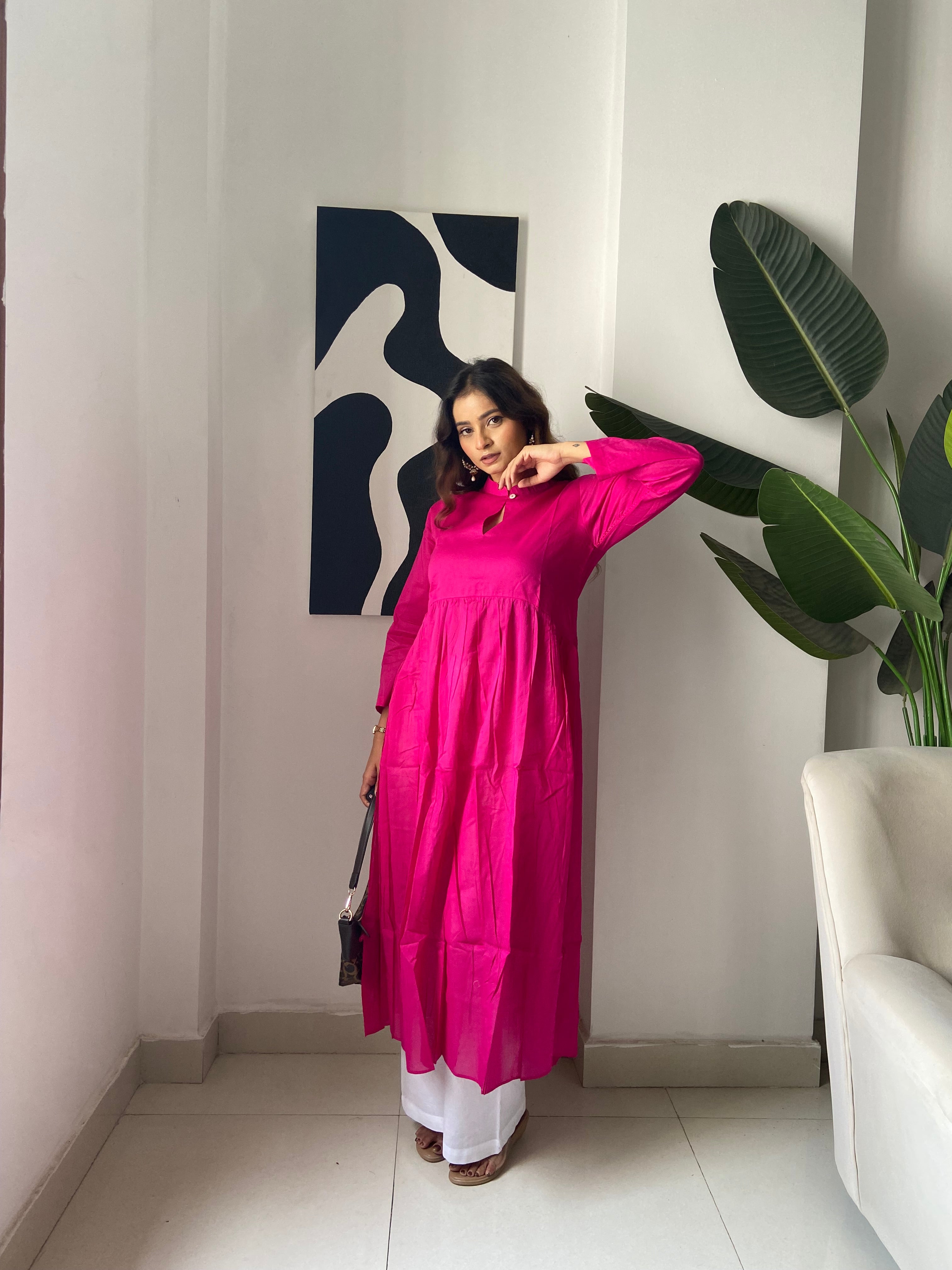 Mulmul Pink Lace kurta Set