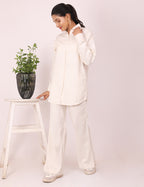 Cream Linen Full Pants
