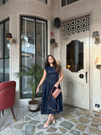 Navy Panelled Maxi Dress