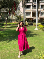 Mulmul Pink Button Maxi Dress