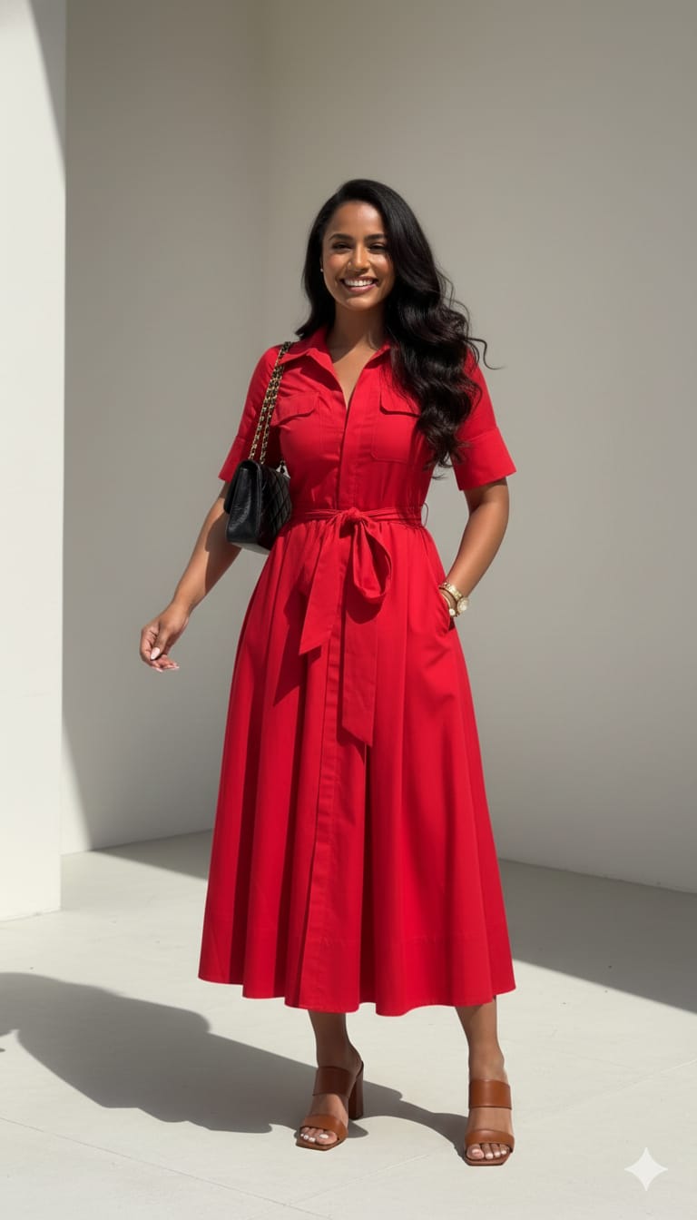 Ayra Red Button Maxi Dress