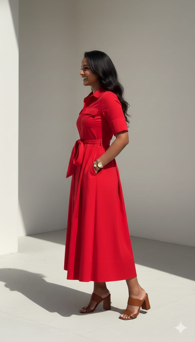 Ayra Red Button Maxi Dress