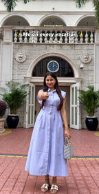 Pleated Stripe Dress