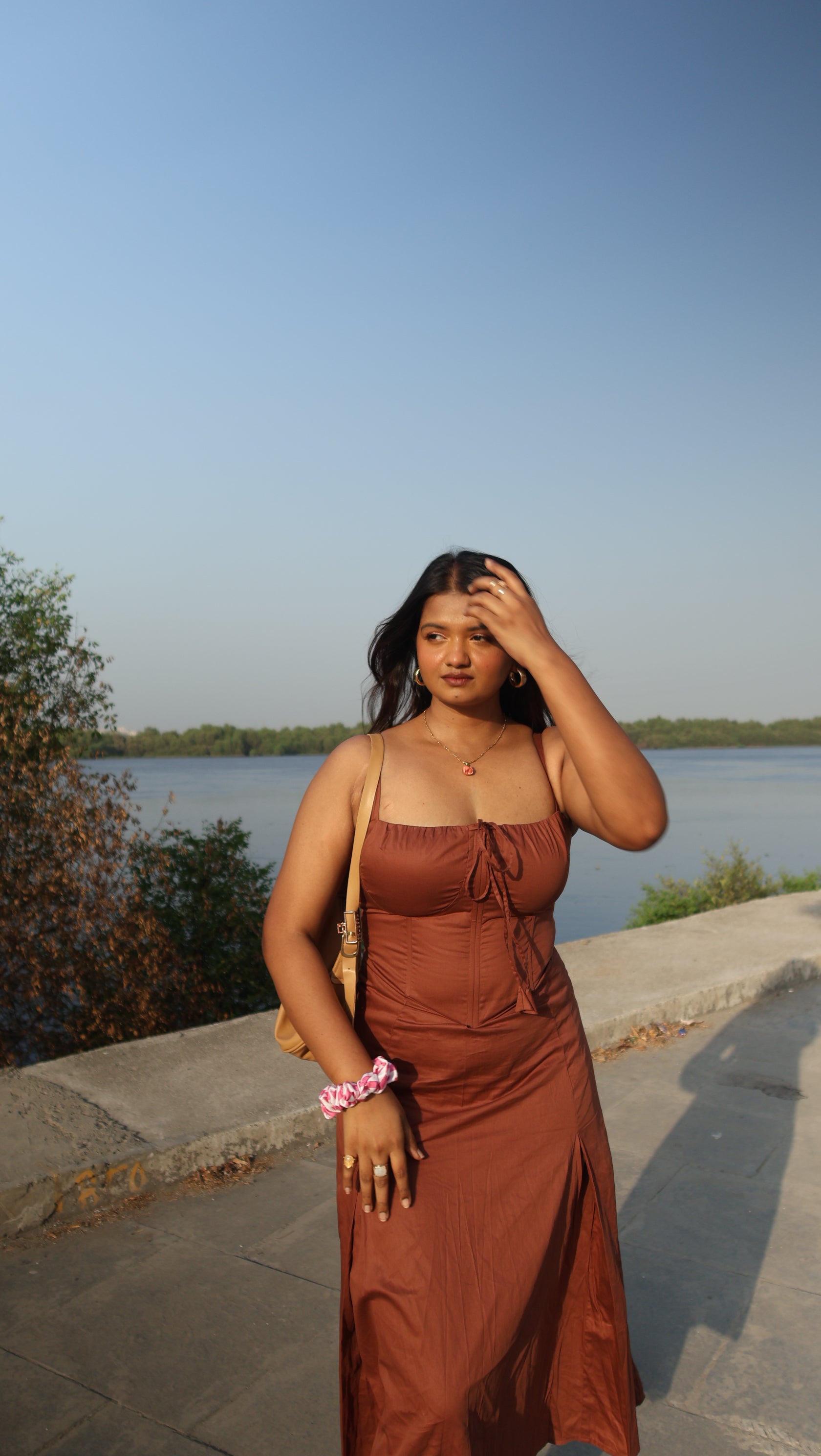 Coffee Brown Corset Dress