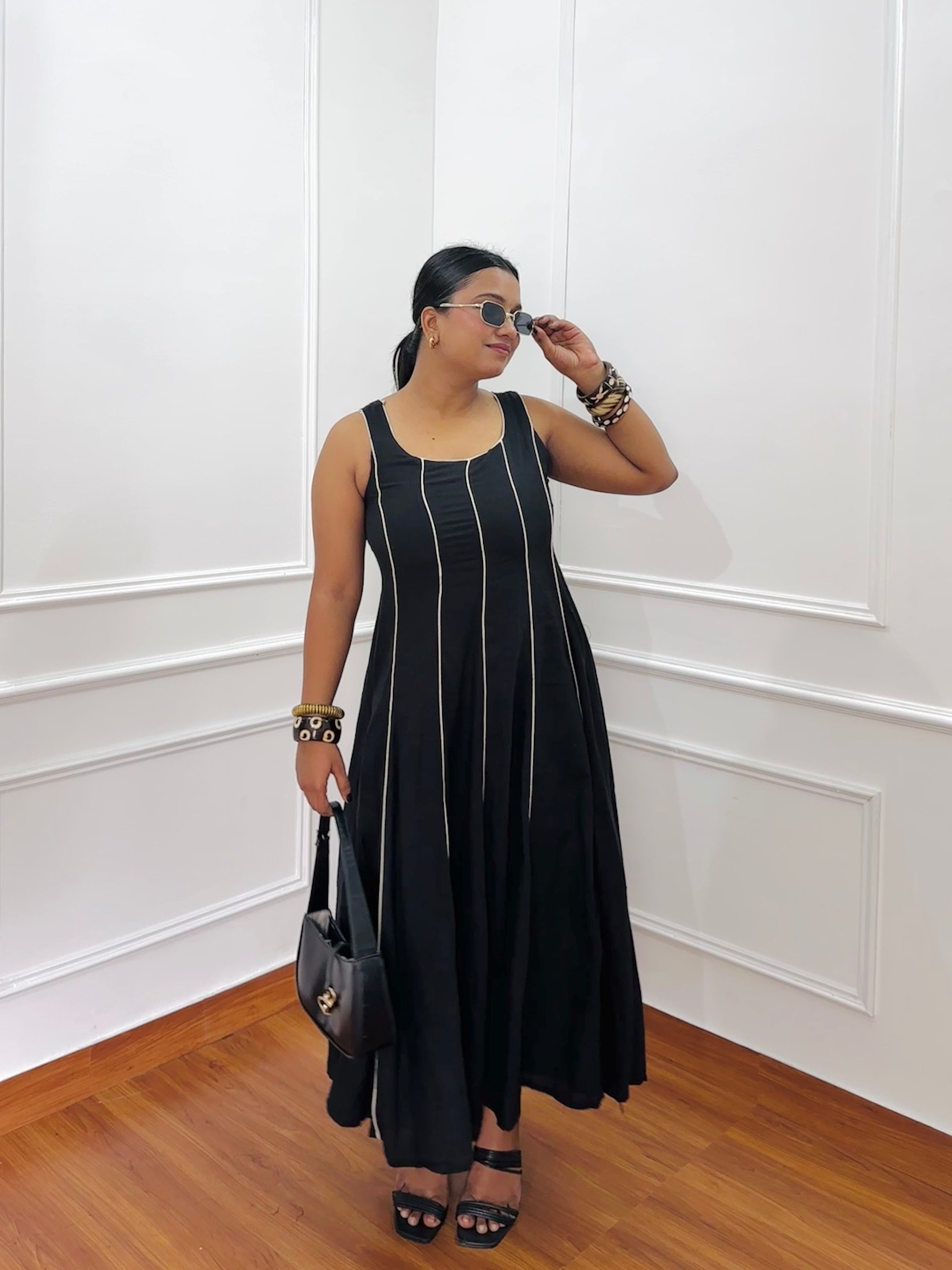 Black Pintex Flex Dress