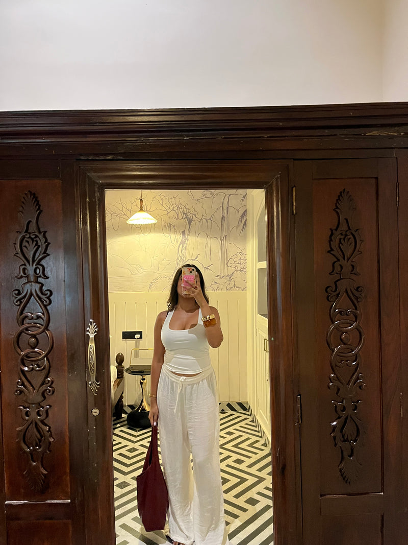 White Viscose Flex Pants