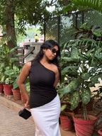 Anaya Black One Shoulder Panel Dress