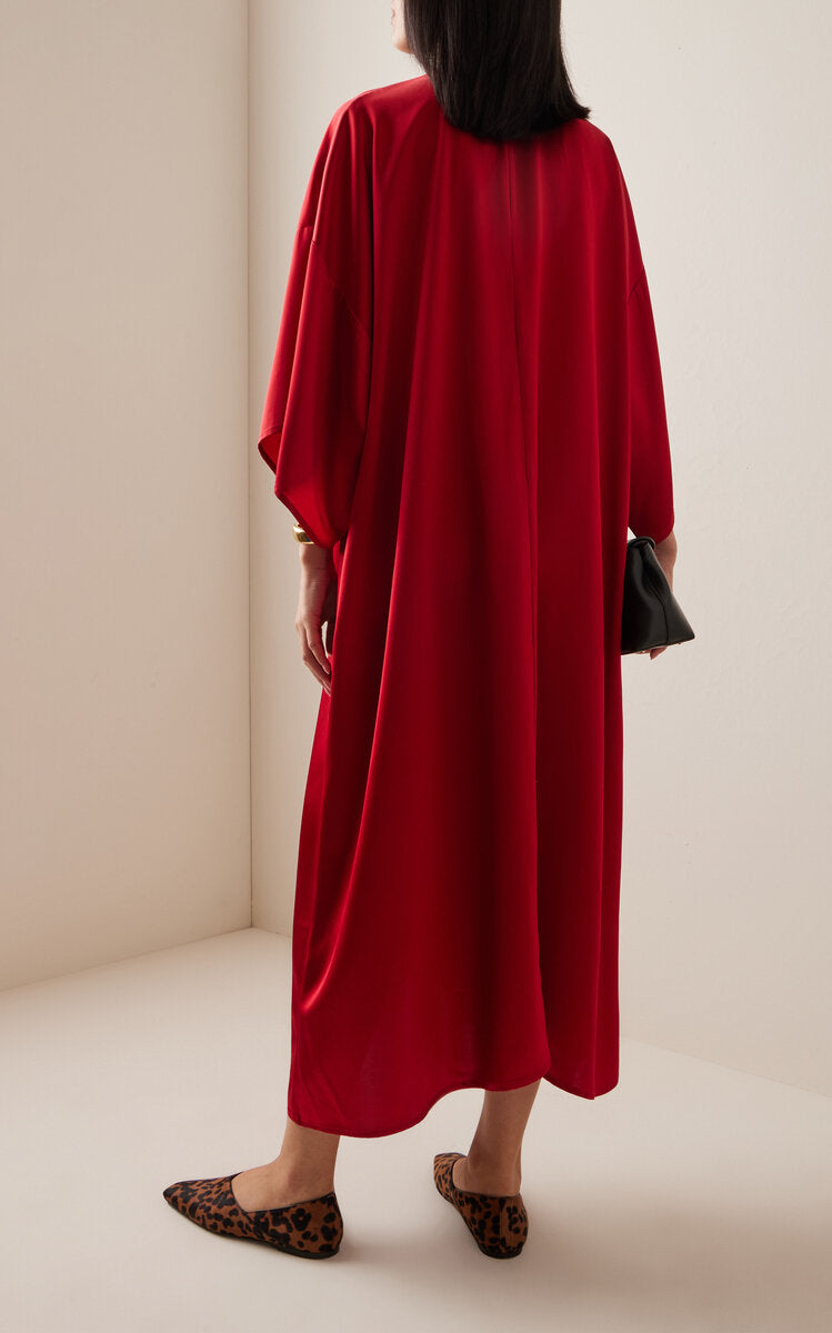 Red Satin Kaftaan Dress